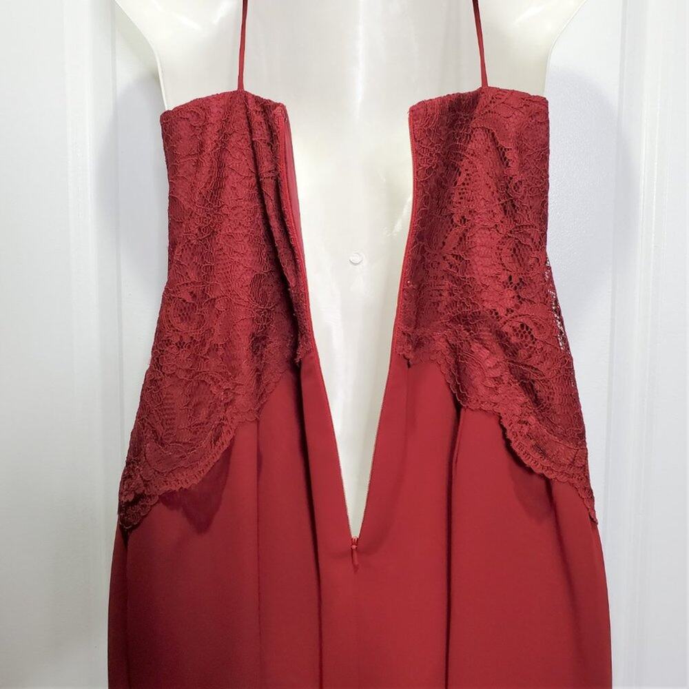 After Six Lace Bodice Matte Chiffon Full Length Bridesmaid Formal Dress 14 - Picture 9 of 12